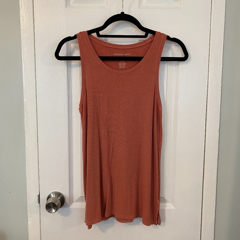 American Eagle Ribbed Rust Orange Tank Top